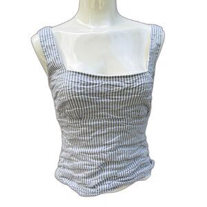 Nicole Miller Ruched Tank Womens S Coquette Striped Coastal Crop